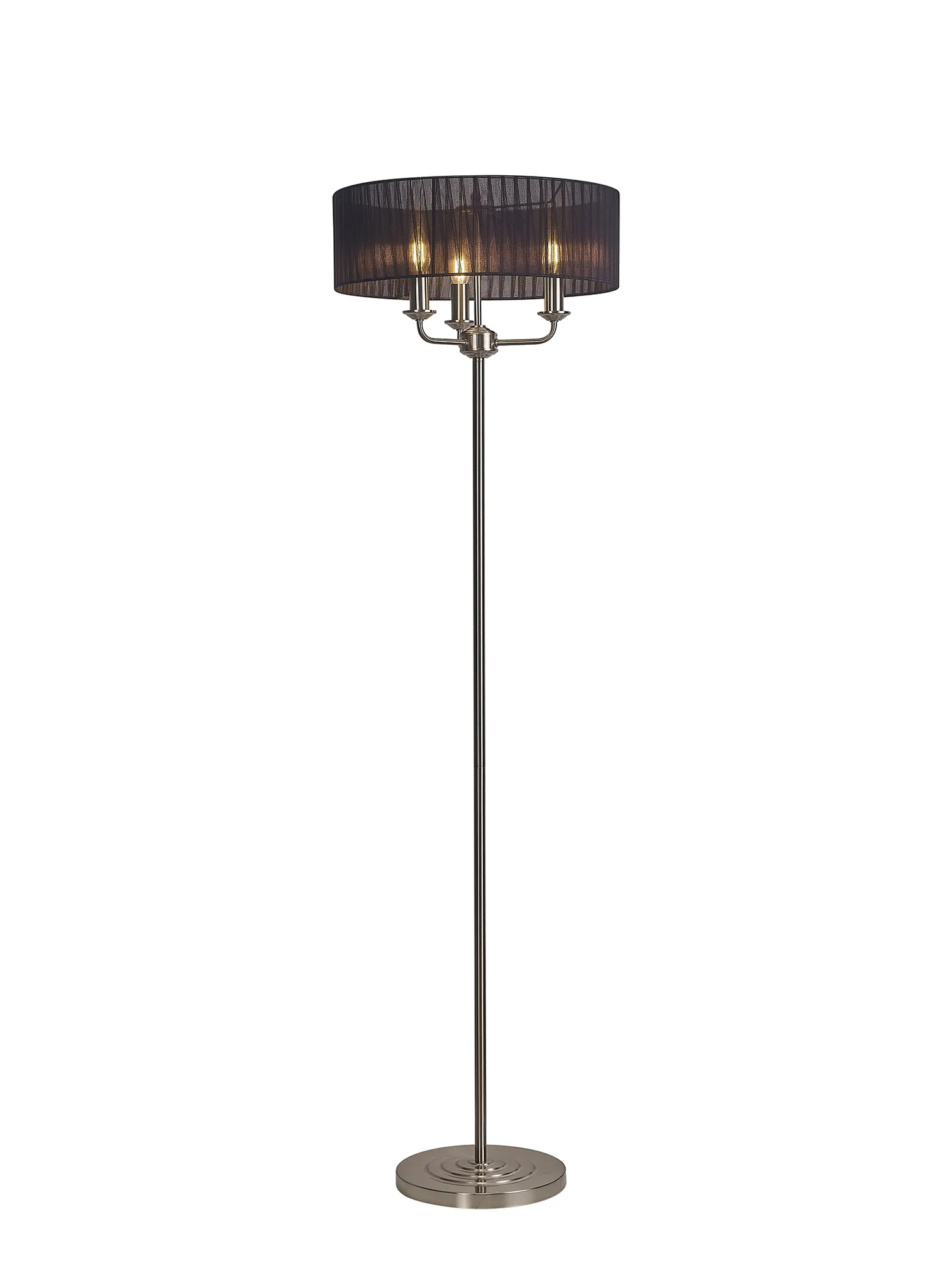 Banyan 45cm 3 Light Floor Lamp Satin Nickel, Black